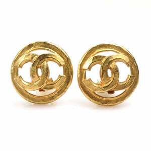 CHANEL Authentic Gold Logo Earrings